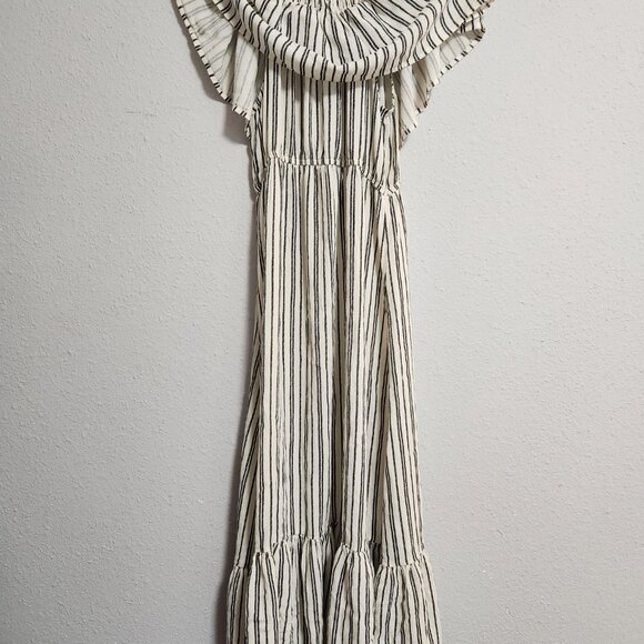 Billabong Vertical Striped Boho Off Shoulder Maxi Dress Large - Picture 3 of 9